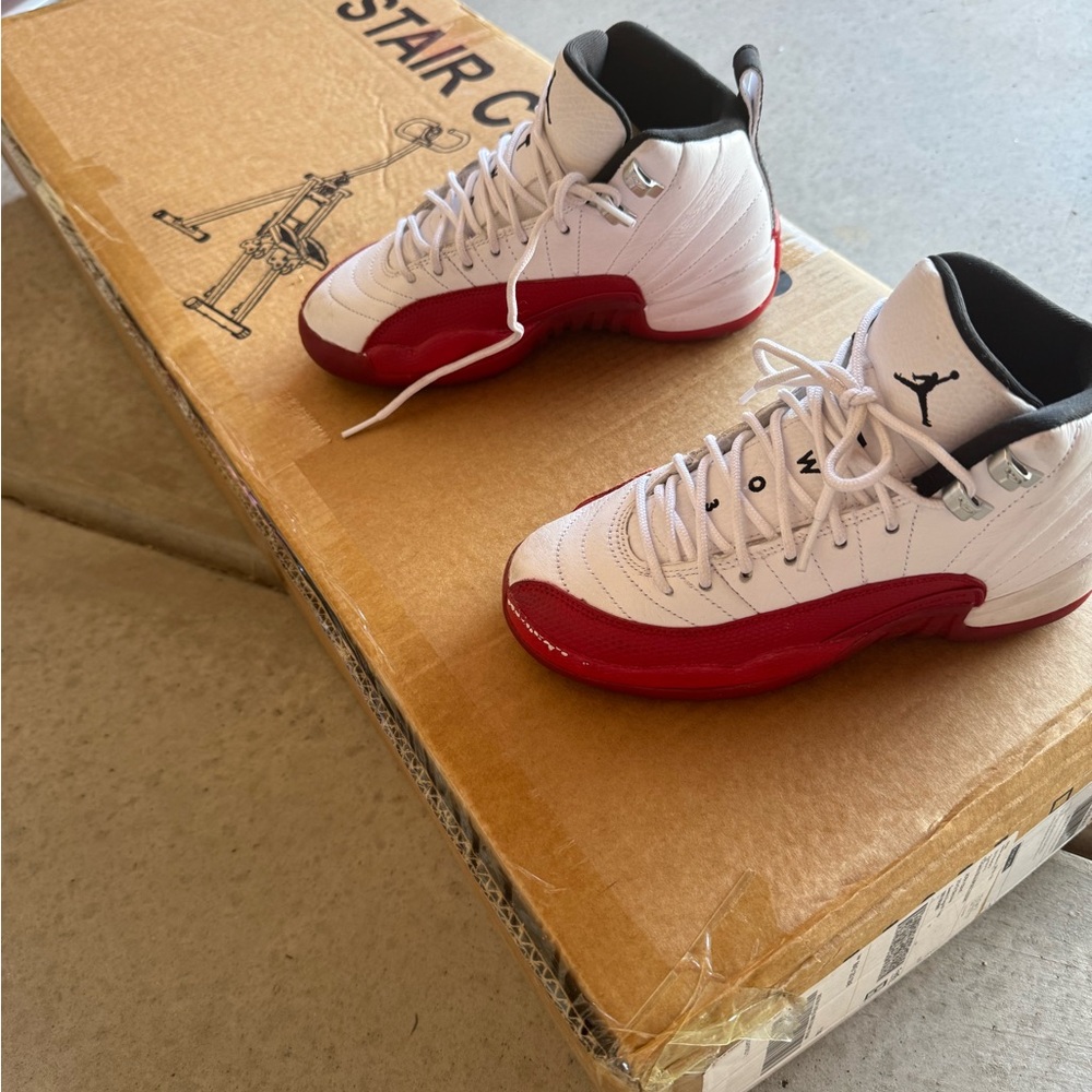 Jordan 12 Kids Sneakers - White and Red